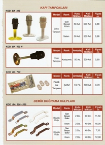 Be�el mente�e, Be�el �ekmece dolap kulpu, Be�el emniyet k��ebenti, Be�el raf alt�, Be�el kap� itme yay�, Be�el kap� tamponu, Be�el s�rg�, sand�k ask�lar�, l�ks ask�, fare kapan�